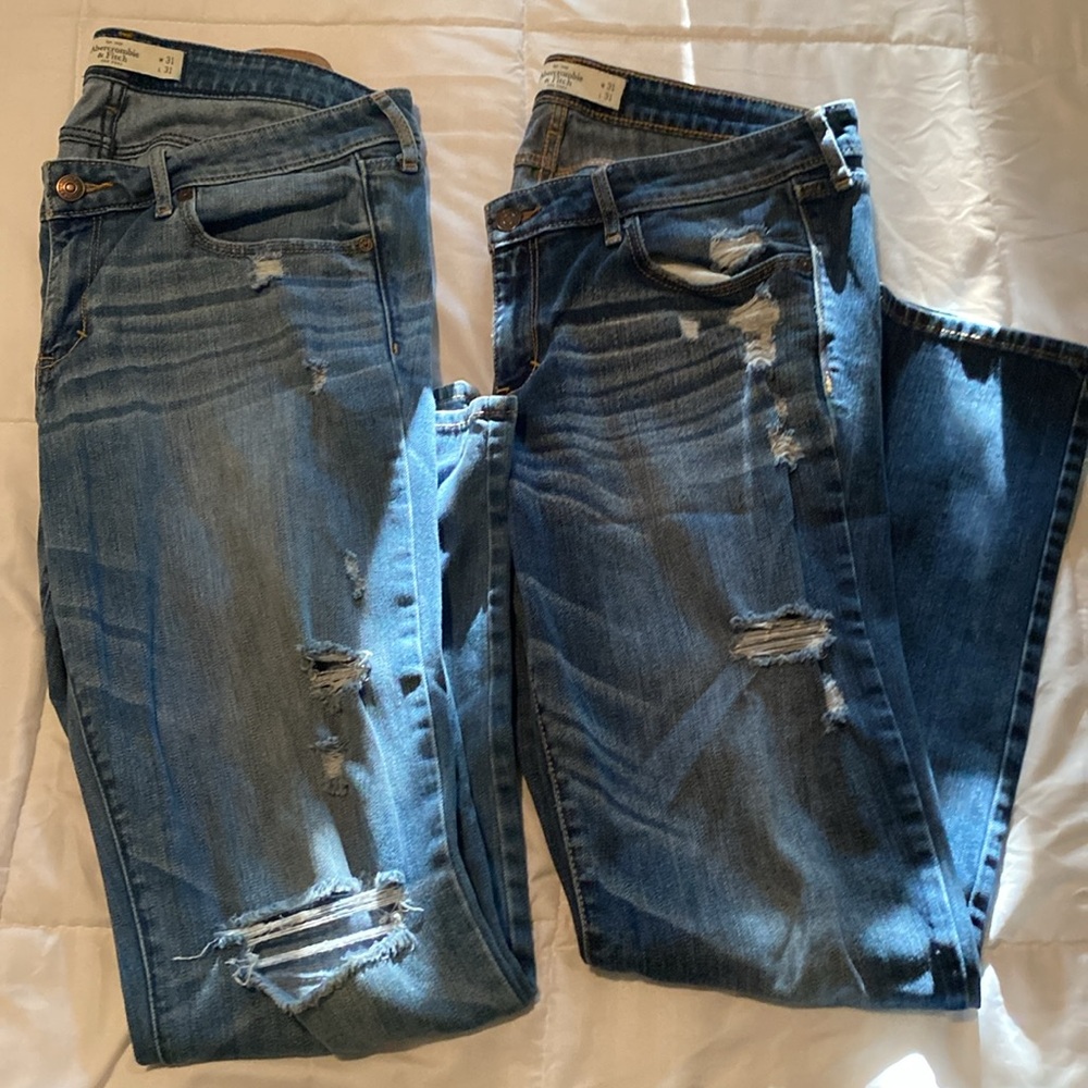 2 pair of Abercrombie and Fitch A&F Skinny Distressed Jeans.